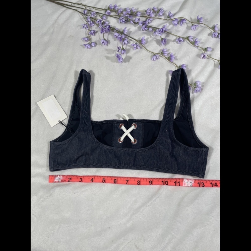 NWT $89 Solid & Striped Isabella‎ Lace Up Bikini Top in Denim [SZ Medium ] - Picture 11 of 12